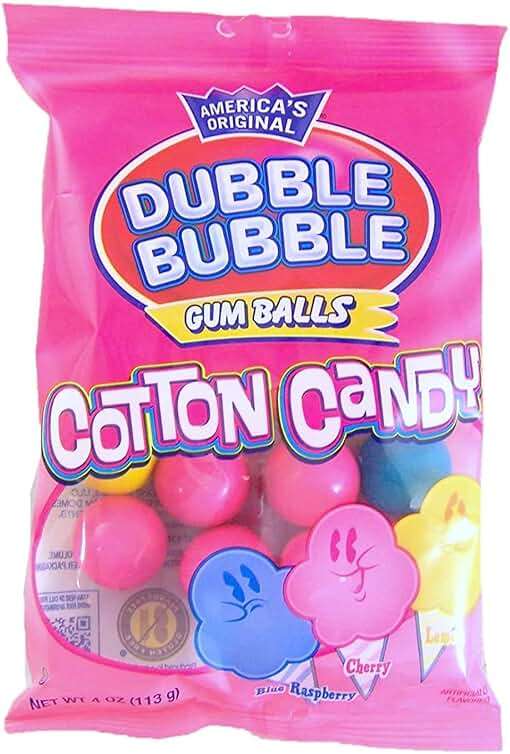 Dubble Bubble Cotton Candy Gumballs – 6 Pack – Blue Raspberry, Cherry & Lemon Flavors, 4 oz per Bag (6) - Image 3