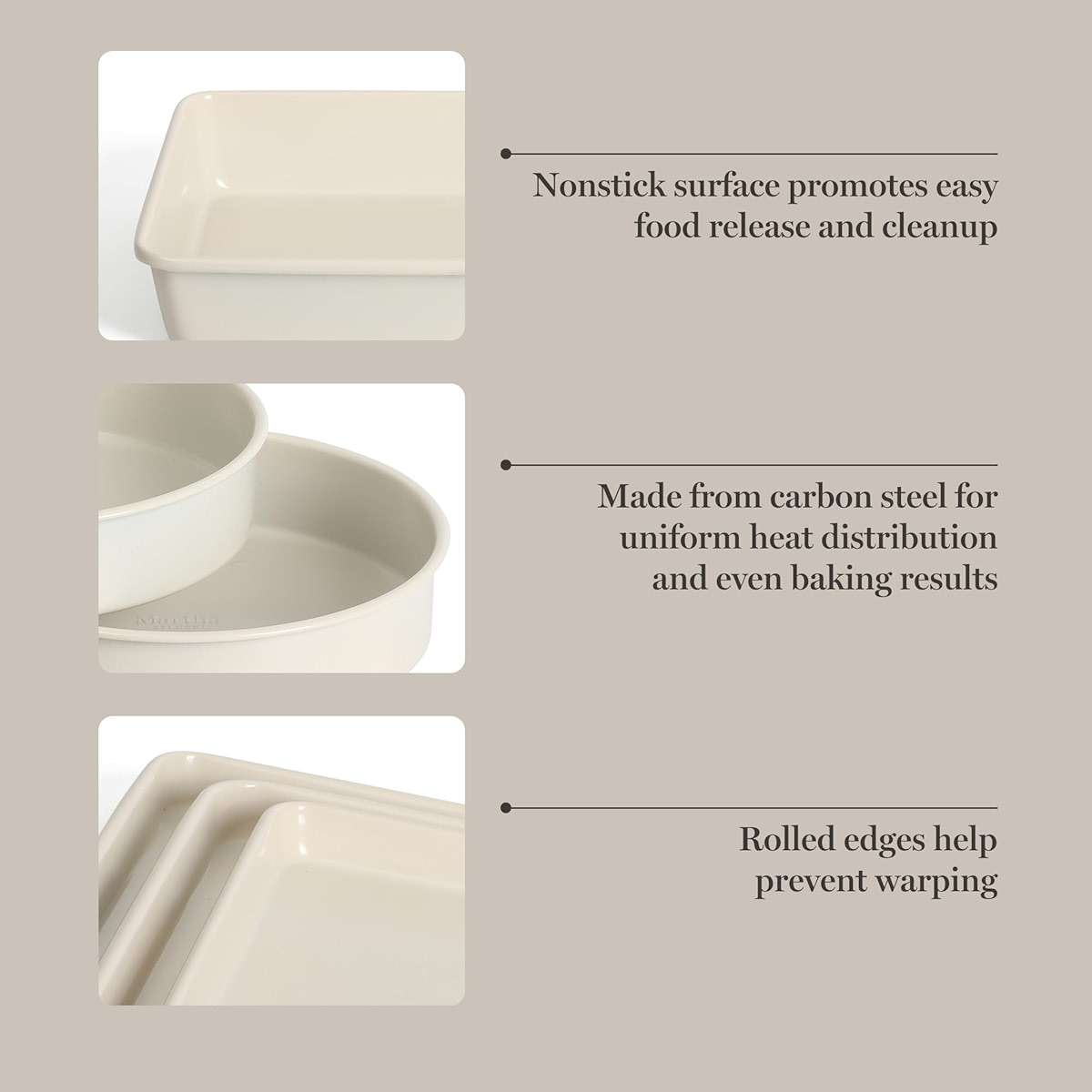 Martha Stewart Gallen 10 Piece Baking Pans Ceramic PFA Free Non Toxic Non Stick Bakeware Set - Linen White - Image 5