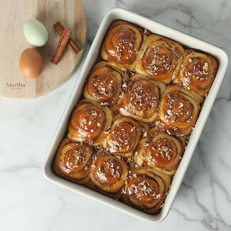 Martha Stewart Gallen 10 Piece Baking Pans Ceramic PFA Free Non Toxic Non Stick Bakeware Set - Linen White - Image 7