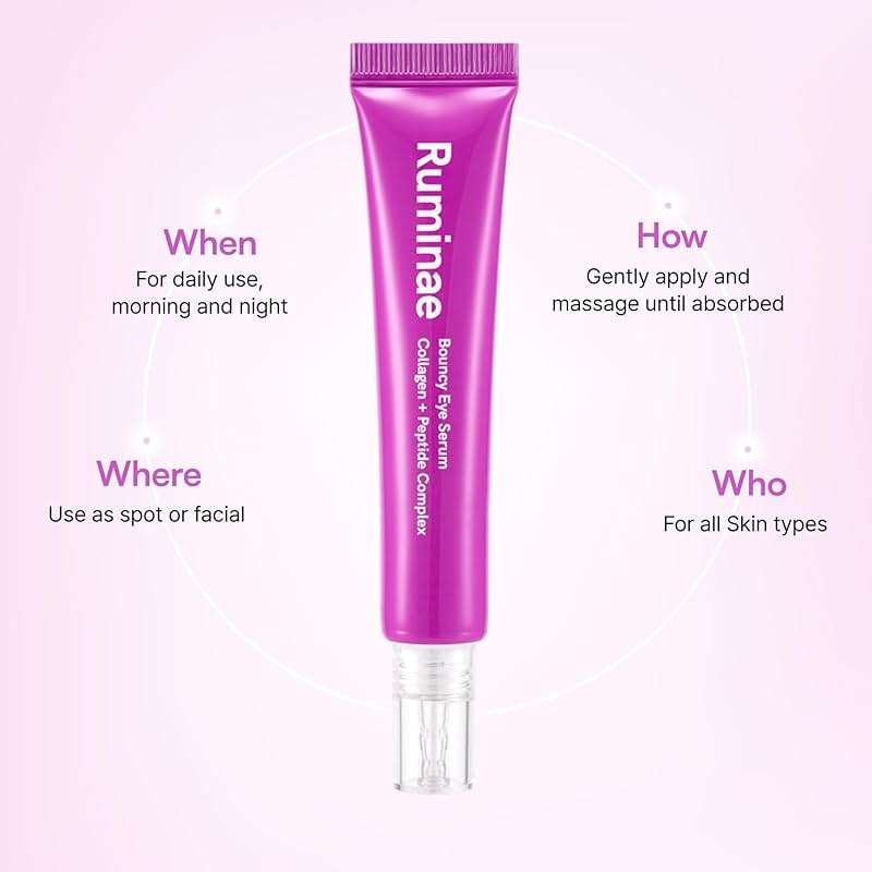 Ruminae Bouncy Eye Serum with 12 Peptides + Collagen, Cooling Jelly Texture for Puffy Eyes, Dark Circles & Hydration, Fragrance Free Korean Skincare, 30ml - Image 5