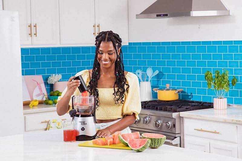 magic bullet Mini Juicer, Countertop Space-Saving, 2" Feed Chute for Fruits and Vegetables, 400W, Compact Design, Black/Silver, MBJ10100 - Image 10
