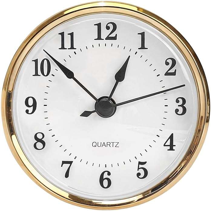 3-1/8 Inch (80 mm) Clock Inserts, Fit 3 Inch (76mm) Hole Diameter, Quartz Clock Movement Mounting Replacement, Retro Arabic Numeral, Gold Rim Skeleton Clock for Wall Bedroom Living Room Home Decor - Image 2