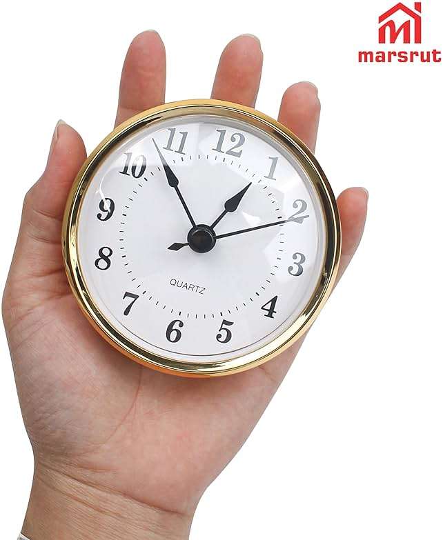 3-1/8 Inch (80 mm) Clock Inserts, Fit 3 Inch (76mm) Hole Diameter, Quartz Clock Movement Mounting Replacement, Retro Arabic Numeral, Gold Rim Skeleton Clock for Wall Bedroom Living Room Home Decor - Image 5