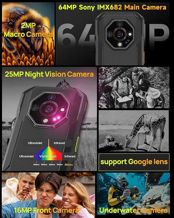 Ulefone Armor X32 Pro 5G Rugged Phone, MTK Dimensity 6300, 16+256GB, Android 15, Widevine L1, 64MP/25MP Night Vision, Dedicated Glare Flashlight, 5G WiFi Hotspot, 5.65” 90Hz, 5500mAh, NFC/GPS - Black - Image 3
