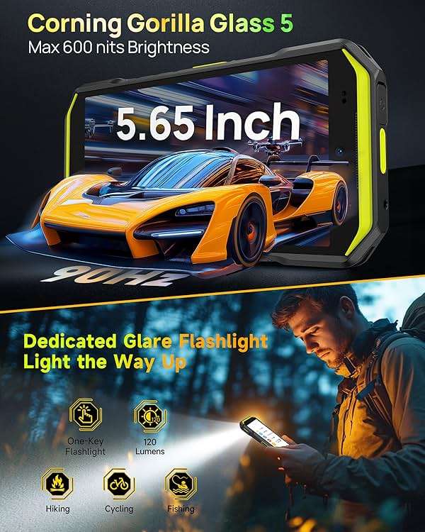 Ulefone Armor X32 Pro 5G Rugged Phone, MTK Dimensity 6300, 16+256GB, Android 15, Widevine L1, 64MP/25MP Night Vision, Dedicated Glare Flashlight, 5G WiFi Hotspot, 5.65” 90Hz, 5500mAh, NFC/GPS - Black - Image 4