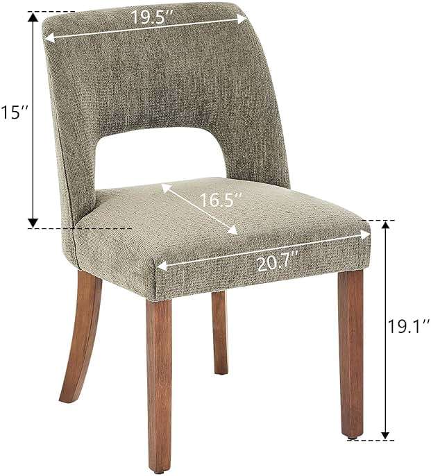 VKNOW Wooden Dining Chairs Set of 6, Modern Fabric Upholstered Dining Room Chair Kitchen Chairs, Farmhouse Dinner Chair for Kitchen Dining Room, Green - Image 2
