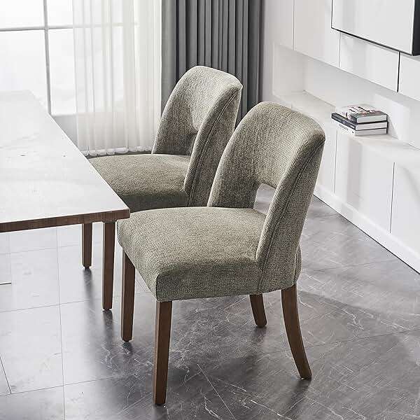 VKNOW Wooden Dining Chairs Set of 6, Modern Fabric Upholstered Dining Room Chair Kitchen Chairs, Farmhouse Dinner Chair for Kitchen Dining Room, Green - Image 3