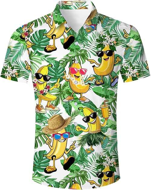 RAISEVERN Mens Hawaiian Shirt Casual Button Down Short Sleeve Tropical Beach Dress Shirt for Summer Holiday - Image 1