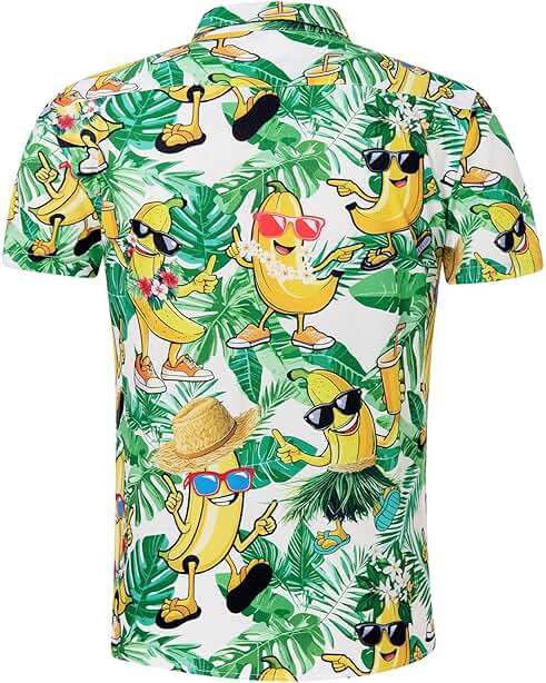 RAISEVERN Mens Hawaiian Shirt Casual Button Down Short Sleeve Tropical Beach Dress Shirt for Summer Holiday - Image 2