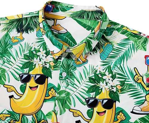 RAISEVERN Mens Hawaiian Shirt Casual Button Down Short Sleeve Tropical Beach Dress Shirt for Summer Holiday - Image 3