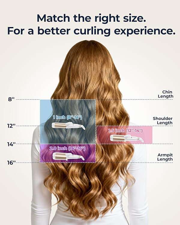 FURIDEN Lite Dual-Voltage Curling Iron: 110V-240V 1 1/2 Inch Ceramic Wide Barrel 2-in-1 Curling Iron for Chin Length Hair - Europe Travel for Soft Curls with Clamp - Image 4