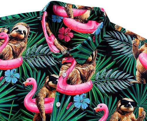 RAISEVERN Mens Hawaiian Shirt Casual Button Down Short Sleeve Tropical Beach Dress Shirt for Summer Holiday - Image 3