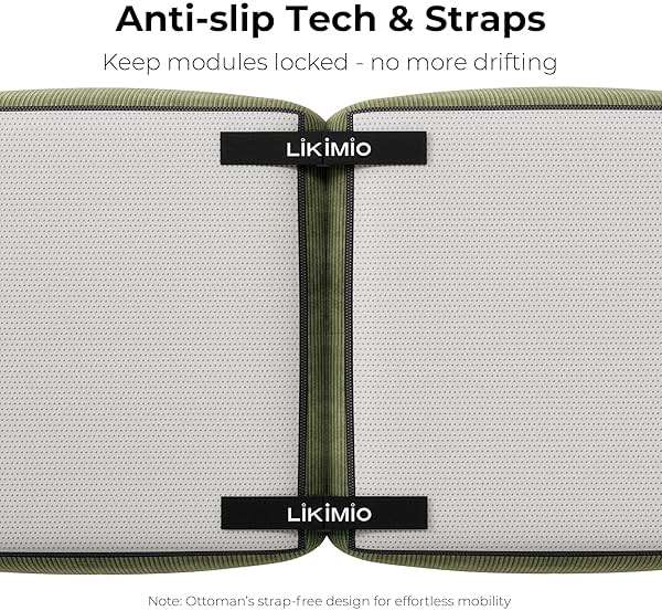 LIKIMIO LumiCord Modular Sectional Sofa with Ottoman, 118" L-Shaped Boneless Couch for Living Room, Oversized Deep Seat with Corduroy Upholstery, No Assembly Required, Olive Green - Image 6