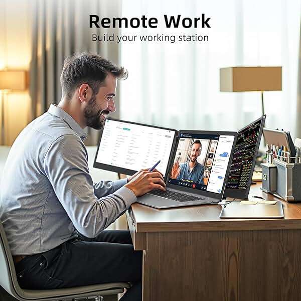 ZUMWALT Laptop Screen Extender, 14" Triple Portable Monitor for Laptop, 1080P FHD Screen Extender Monitors for 13"-16.5", Monitor Extender for MacOS/Windows/Chrome (Built-in Speakers) - Image 6