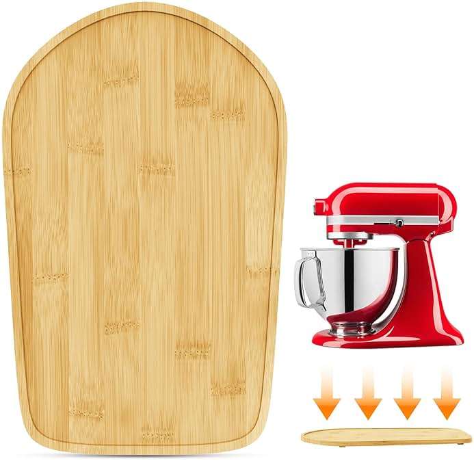 Bamboo Mixer Slider Mat for Kitchenaid 4.5-5 Qt Tilt Head Stand Mixer, Appliance Sliders For Kitchen Appliances Countertop, Kitchenaid Mixer Attachments for Stand Mixer, Mixer Moving Tray Attachments - Image 1