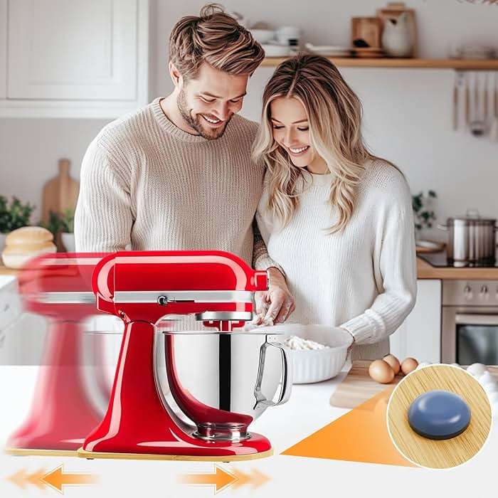 Bamboo Mixer Slider Mat for Kitchenaid 4.5-5 Qt Tilt Head Stand Mixer, Appliance Sliders For Kitchen Appliances Countertop, Kitchenaid Mixer Attachments for Stand Mixer, Mixer Moving Tray Attachments - Image 2
