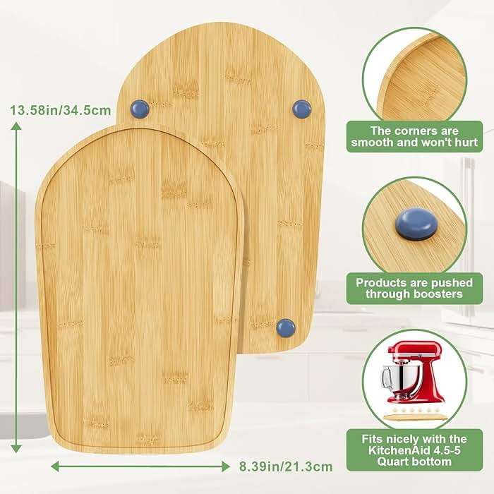 Bamboo Mixer Slider Mat for Kitchenaid 4.5-5 Qt Tilt Head Stand Mixer, Appliance Sliders For Kitchen Appliances Countertop, Kitchenaid Mixer Attachments for Stand Mixer, Mixer Moving Tray Attachments - Image 3