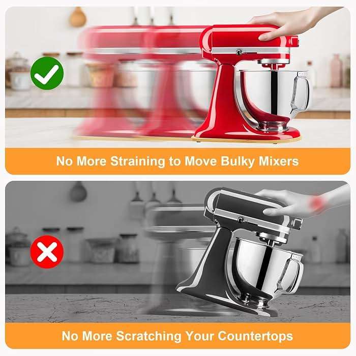 Bamboo Mixer Slider Mat for Kitchenaid 4.5-5 Qt Tilt Head Stand Mixer, Appliance Sliders For Kitchen Appliances Countertop, Kitchenaid Mixer Attachments for Stand Mixer, Mixer Moving Tray Attachments - Image 5