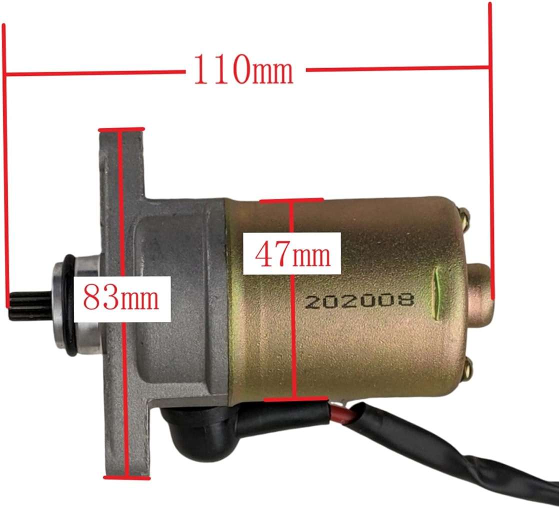 RedCap 10 Teeth Starter Motor for GY6 50cc 60cc 70cc 72cc Tao Tao ATM50A BWS 50 Cruiser 50 CY50D Milano EVO 50 GT5-50 CY50T3 Magic 50 New Speedy 50 Venus 50 CY50A VIP 50 Pony 50 Scooter Moped - Image 2