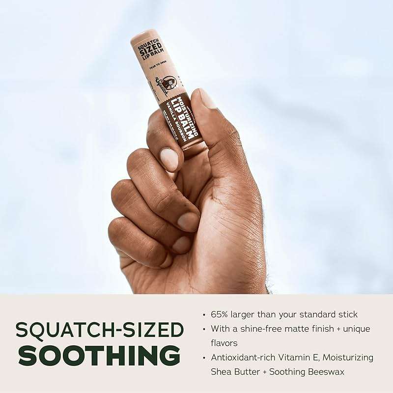 Dr. Squatch Natural Lip Balm for Men – Men’s Lip Care for Dry, Chapped Lips – Coconut Oil, Shea Butter & Beeswax – Original Squatch, Vanilla Bourbon, Coconut Cove, Wild Watermelon (0.25 oz, 4 Pack) - Image 3