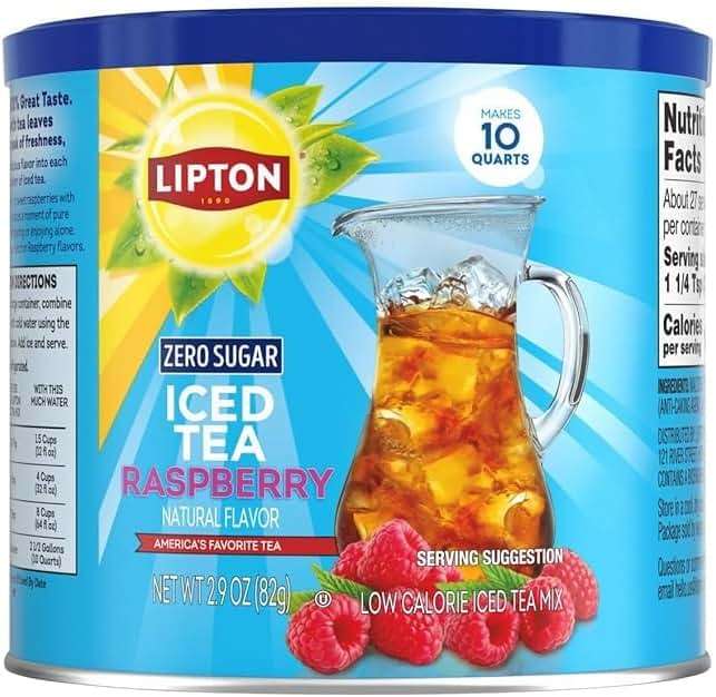 Lipton Zero Sugar Raspberry Iced Tea Mix 6-Pack - Instant Tea Powder Makes 60 Quarts Total, Sugar Free Black Tea with Natural Raspberry Flavor, Kosher Certified - Image 11