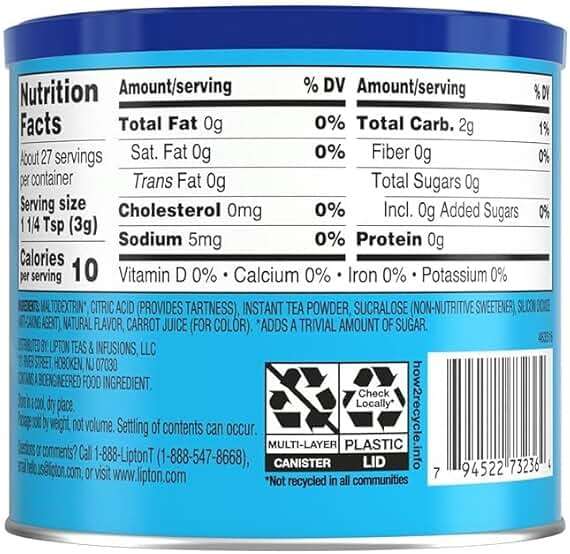 Lipton Zero Sugar Raspberry Iced Tea Mix 6-Pack - Instant Tea Powder Makes 60 Quarts Total, Sugar Free Black Tea with Natural Raspberry Flavor, Kosher Certified - Image 3