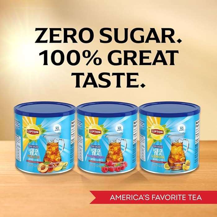 Lipton Zero Sugar Raspberry Iced Tea Mix 6-Pack - Instant Tea Powder Makes 60 Quarts Total, Sugar Free Black Tea with Natural Raspberry Flavor, Kosher Certified - Image 8