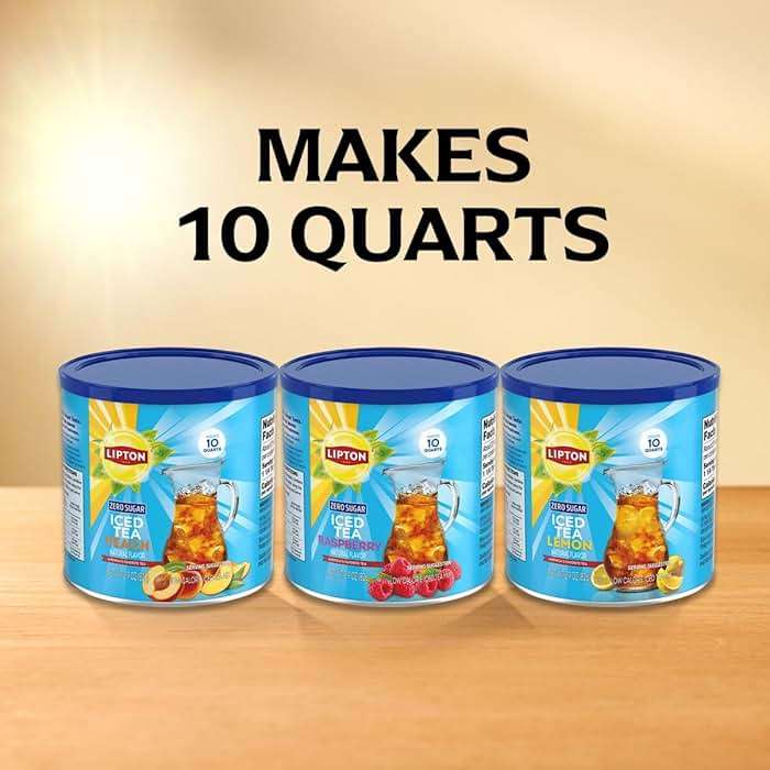 Lipton Zero Sugar Raspberry Iced Tea Mix 6-Pack - Instant Tea Powder Makes 60 Quarts Total, Sugar Free Black Tea with Natural Raspberry Flavor, Kosher Certified - Image 9