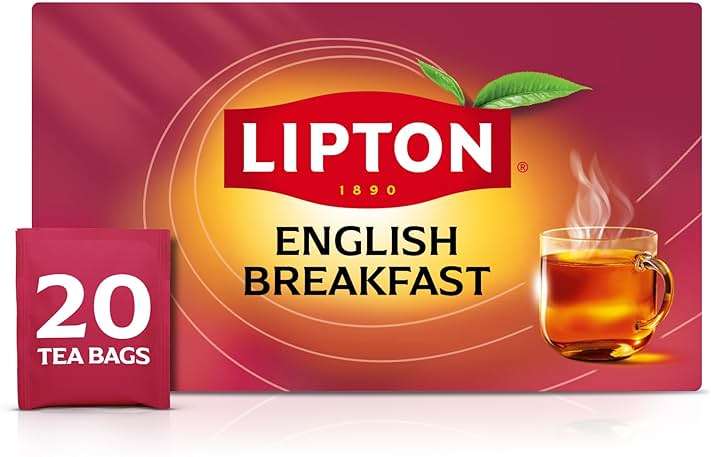 Lipton English Breakfast Black Tea Bags, Caffeinated Classic Tea, Rich, Aromatic Flavor, 20 Total Bags - Image 1