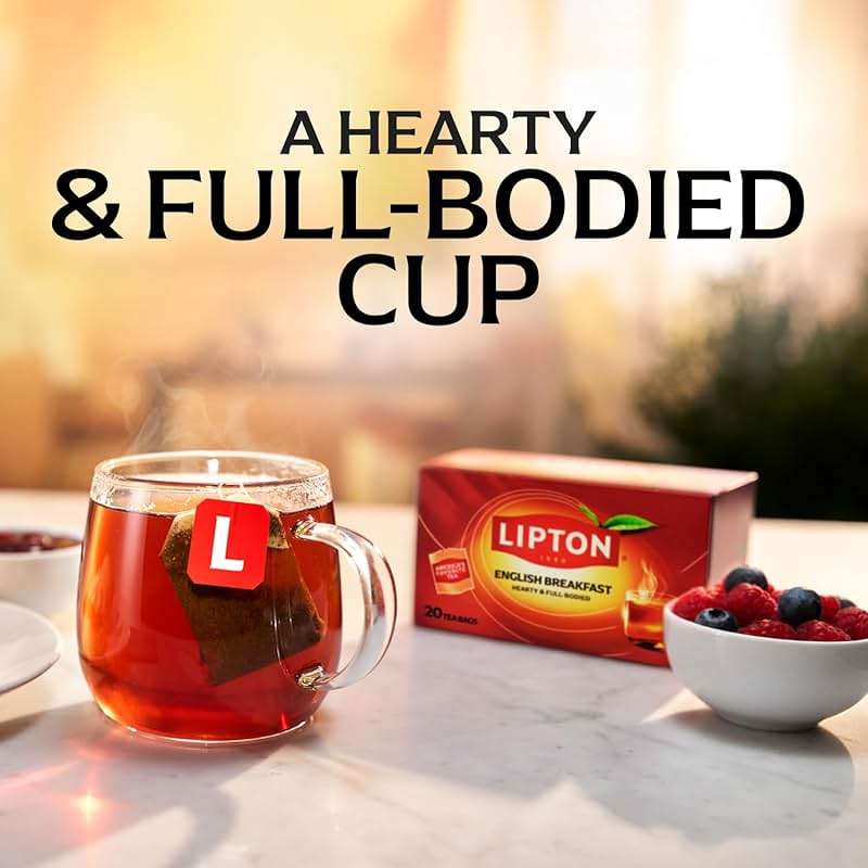 Lipton English Breakfast Black Tea Bags, Caffeinated Classic Tea, Rich, Aromatic Flavor, 20 Total Bags - Image 3