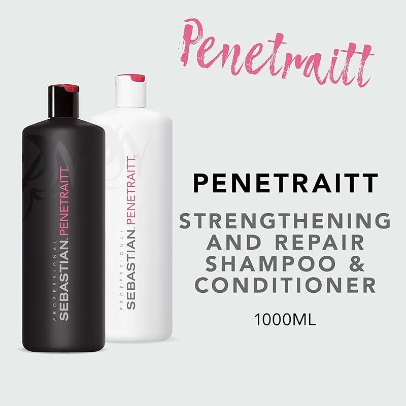 Sebastian Professional Penetraitt Shampoo & Conditioner Duo Set | 33.8 Fl Oz Liter Bottles Prepack with Pumps Included | For Dry, Damaged, & Colored Hair | Packaging May Vary - Image 2