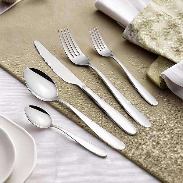 60-Piece Stainless Steel Silverware Set for 12 Amafox Kitchen Flatware Cultery Set Dinner Spoons and Forks Knives Set for Daily Use Party Dishwasher Safe Mirror-Polished - Image 2