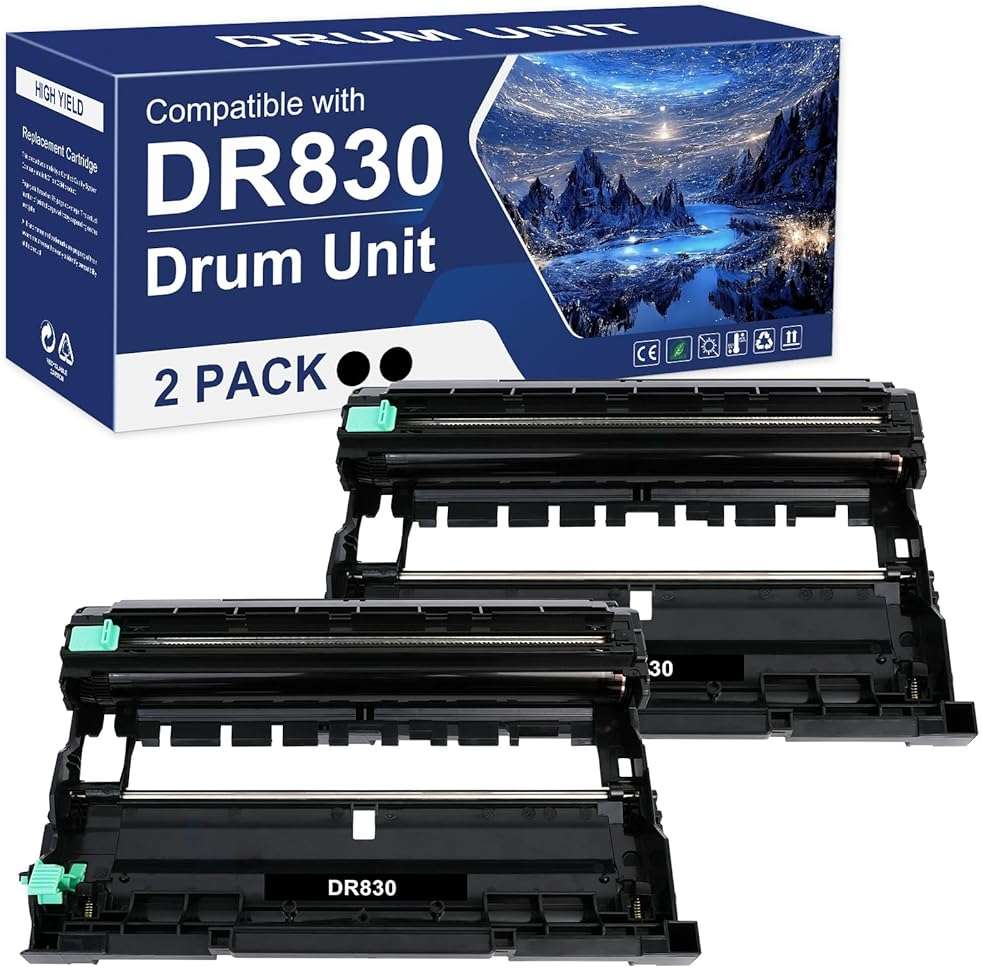 DR830 Drum Unit DR-830 Black 2-Pack Replacement for Brother DR830 DR 830 DR-830 HL-L2400D L2405W L2460DW L2460DWXL L2865DW L2480DW DCP-L2640DW MFC-L2807DW L2820DW L2820DWXL Printer (Not Toner) - Image 1