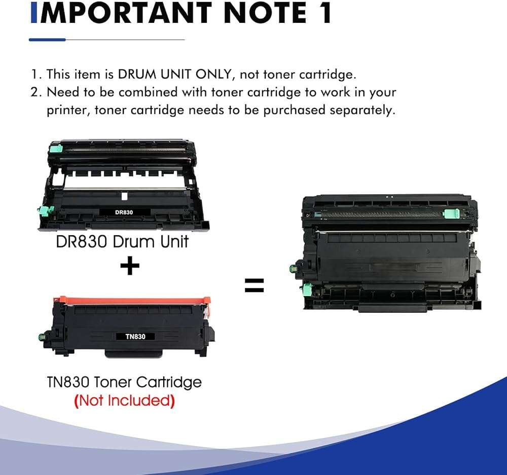 DR830 Drum Unit DR-830 Black 2-Pack Replacement for Brother DR830 DR 830 DR-830 HL-L2400D L2405W L2460DW L2460DWXL L2865DW L2480DW DCP-L2640DW MFC-L2807DW L2820DW L2820DWXL Printer (Not Toner) - Image 2