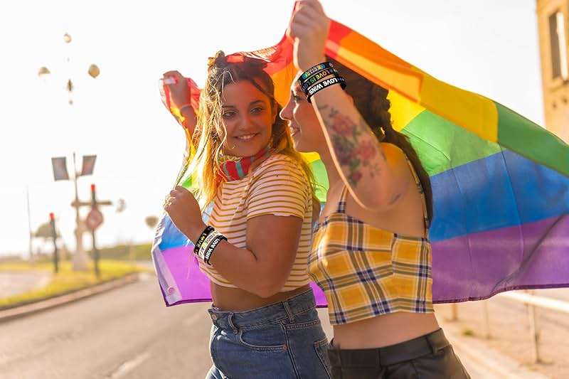 Moon Boat 144PCS Pride Month Wristbands Bulk: Rainbow Silicone Rubber Gay Bracelets Accessories for LGBT Parade, Party Favors, Decorations Giveaways - Image 3