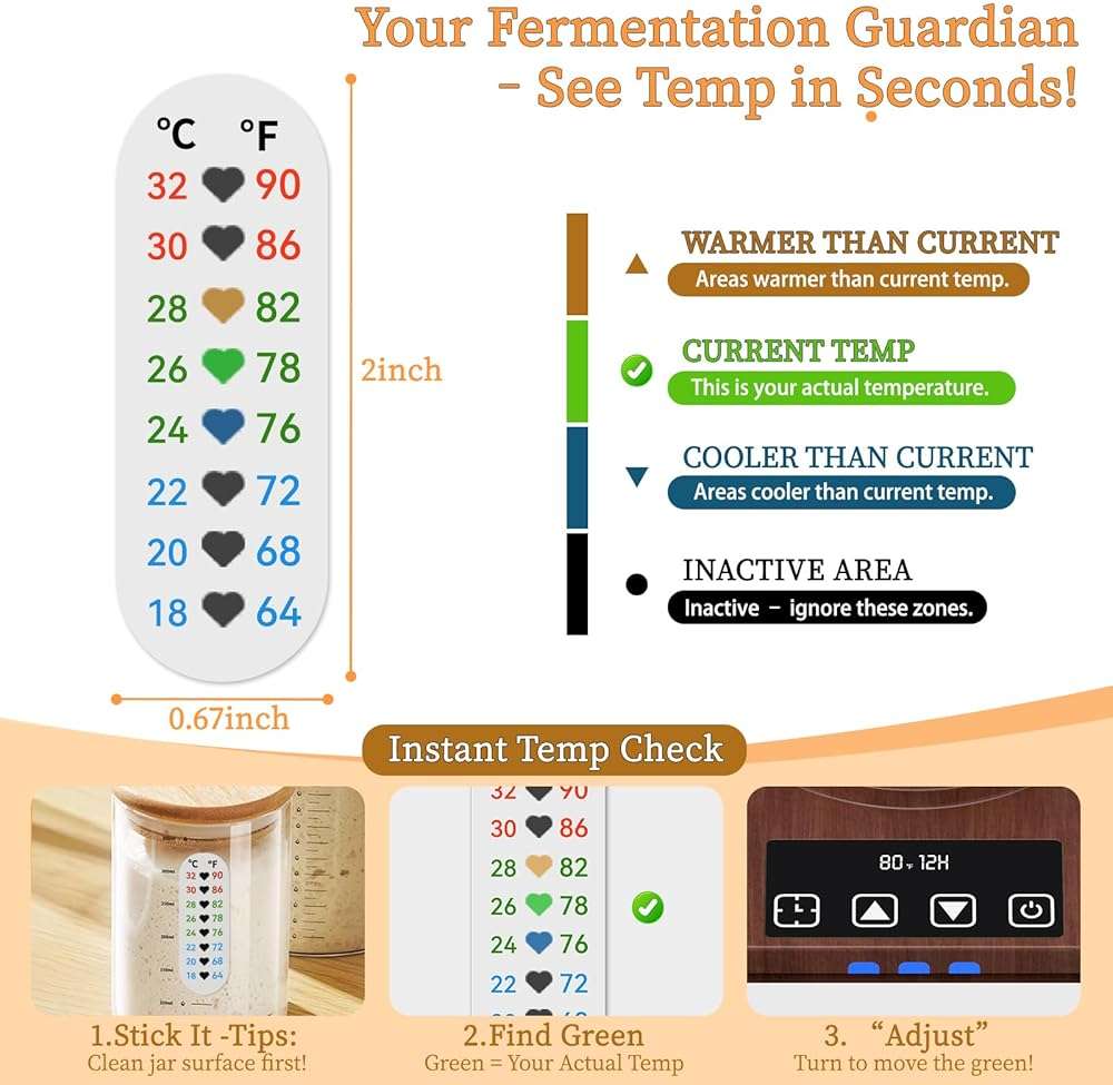 JawJuly Sourdough Starter Warmer (70-100°F), 1°F Adjustable Sourdough Warming Mat, Waterproof Thermometer Strip, 24H Timer & Auto Shutoff, Safe for Home Bakers & Beginners (US Plug) - Wood Grain - Image 4