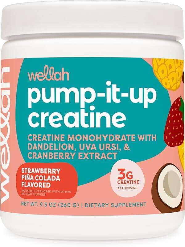 Wellah Creatine for Women (50 Servings, Strawberry Pina Colada) - Creatine Monohydrate with Dandelion & Cranberry Extract - Image 1