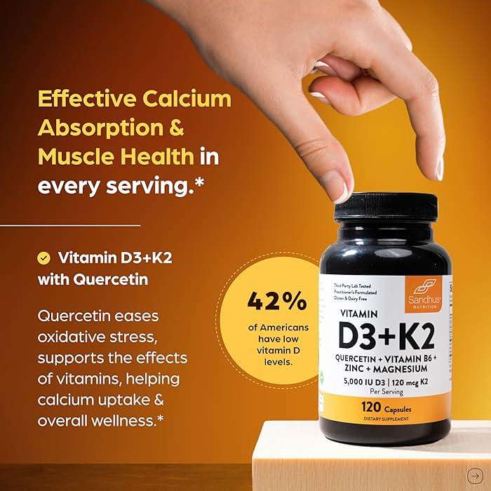 Sandhu's Vitamin D3 K2 Magnesium 5000 IU, 120mcg K2 Capsules 120 Count (Pack of 1) | with VIT B6, Zinc & Quercetin | D3K2 Supports Superior Absorption, Energy, Immune, Muscle Health for Men & Women - Image 2