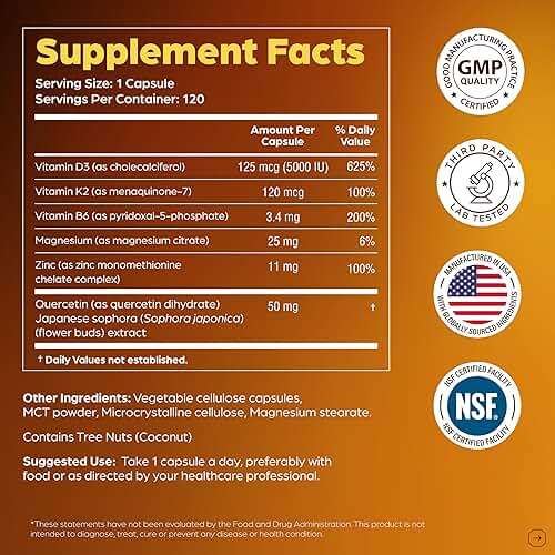 Sandhu's Vitamin D3 K2 Magnesium 5000 IU, 120mcg K2 Capsules 120 Count (Pack of 1) | with VIT B6, Zinc & Quercetin | D3K2 Supports Superior Absorption, Energy, Immune, Muscle Health for Men & Women - Image 7