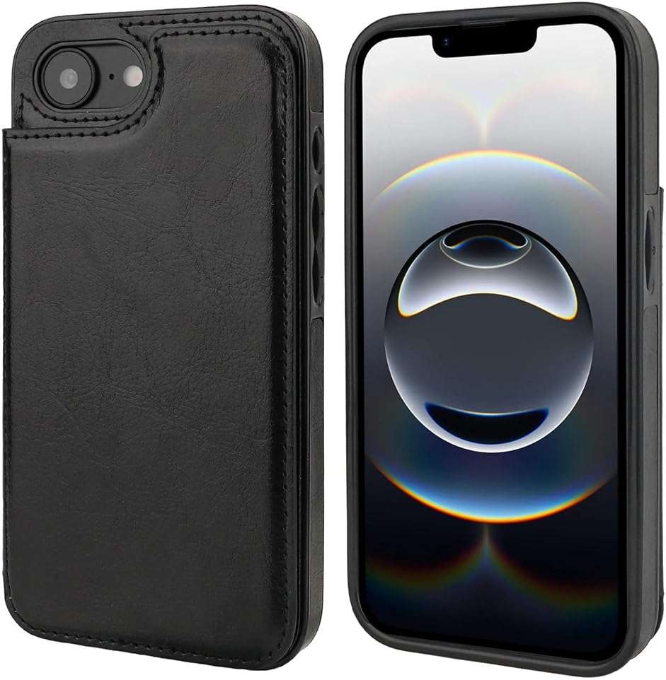 ONETOP Compatible with iPhone 17e/16e Wallet Case with Card Holder, PU Leather Kickstand Card Slots Case, Double Magnetic Clasp and Durable Shockproof Cover 6.1 Inch (Black) - Image 3