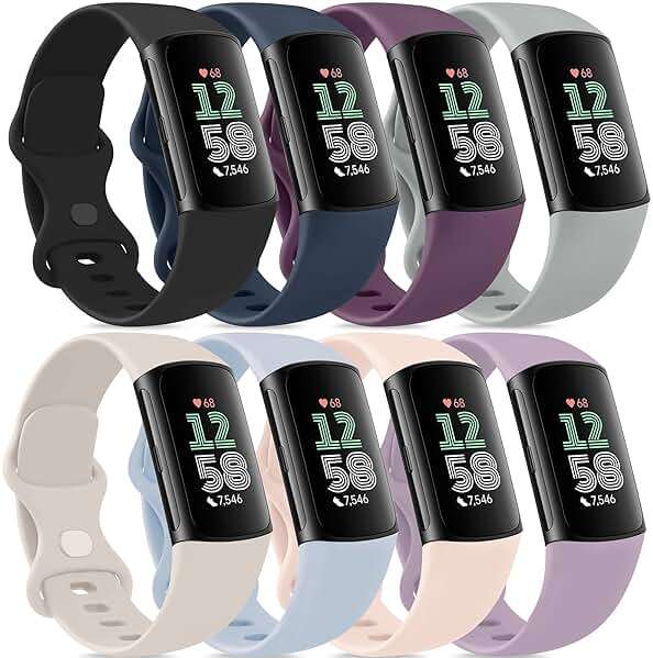Vancle Band for Fitbit Charge 6 Bands/Fitbit Charge 5 Bands Women Men[8 PACK], Classic Soft Sport Straps Wristbands - Image 1
