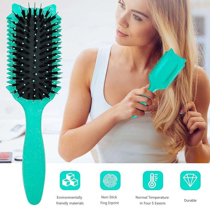 Curly hair brush defining: Curl comb for Curls Waves Coils Define Volumize Detangle Women Curls Reduce Hair Pulling Frizz Cat ears styling Green - Image 2