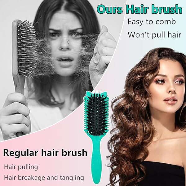 Curly hair brush defining: Curl comb for Curls Waves Coils Define Volumize Detangle Women Curls Reduce Hair Pulling Frizz Cat ears styling Green - Image 3