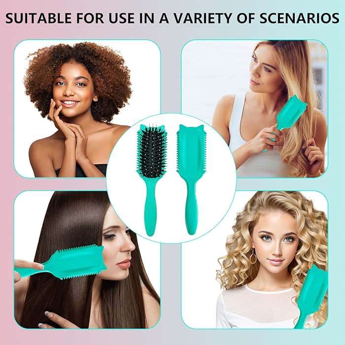 Curly hair brush defining: Curl comb for Curls Waves Coils Define Volumize Detangle Women Curls Reduce Hair Pulling Frizz Cat ears styling Green - Image 5