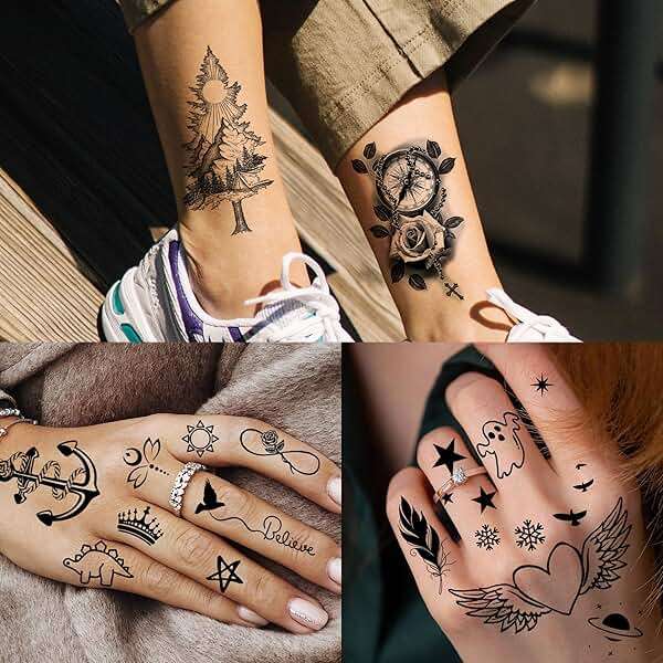 66 Sheets Snake Rose Flower Temporary Tattoos For Women Girls, Dragon Panda Florals Half Arm Sleeve Tattoo Sticker Dreamcatcher Floral, Skull Temp Butterfly Fake Tattoos For Adults Lion Tiger Leopard - Image 6