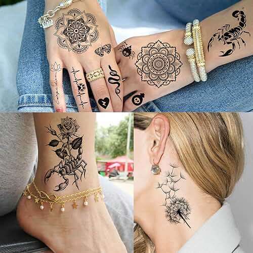 66 Sheets Snake Rose Flower Temporary Tattoos For Women Girls, Dragon Panda Florals Half Arm Sleeve Tattoo Sticker Dreamcatcher Floral, Skull Temp Butterfly Fake Tattoos For Adults Lion Tiger Leopard - Image 7