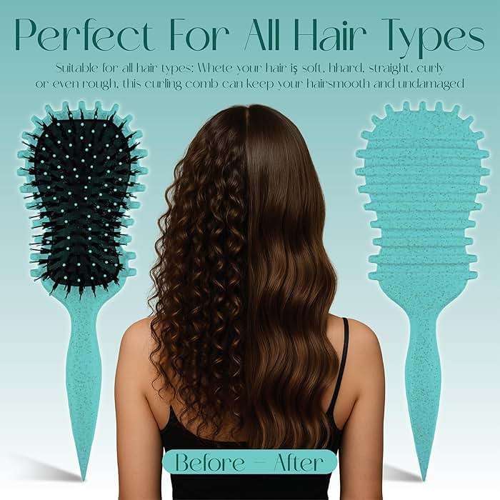 Curly Defining Brush,2025 Curly Hair Brush, Curl Define EdgeLift Brush, Shaping & Defining Curls for Women and Men,Curling Definer for Wet &Dry Hair (Green) - Image 4
