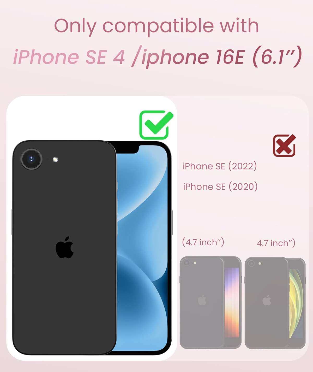 Dretal for iPhone 17e Case & iPhone 16e Case with 2X Screen Protector, Girl Women Cute Girly Love-Heart Luxury Gold Soft Cover Camera Protection Bumper Silicone Shockproof Phone Case 6.1 inch (Pink) - Image 2
