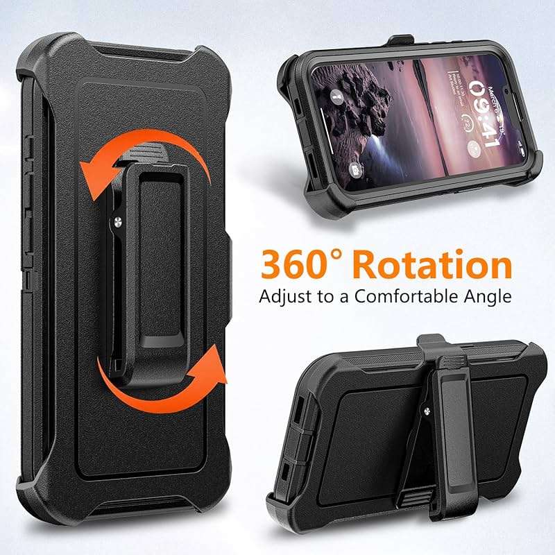 TUTUKII for iPhone 16e & iPhone 17e Case with Belt Clip Holster, Anti-Shock, Anti-Slip, Compatible with MagSafe, 3-Layer Drop Protection, Heavy Duty Magnetic Phone Case Cover 6.1", Black - Image 7