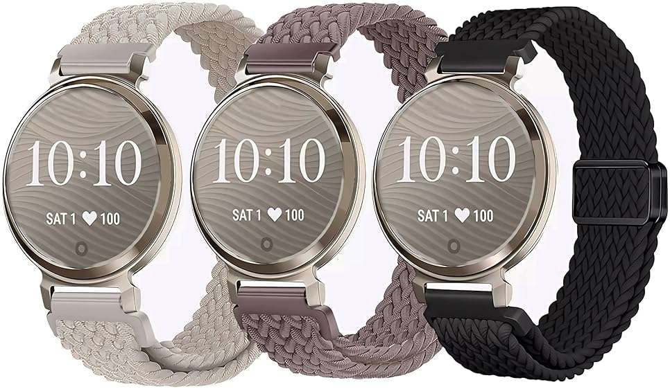 3Pack Braided Stretchy Nylon Bands Compatible with Garmin Lily 2 Watch Bands for Women Girls,14mm Loop Magnetic Elastic Sport Strap for Garmin Lily 2 Smart Watch for Men - Image 1
